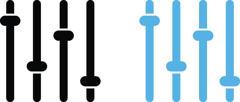 volume adjustment level control icon. Multimedia mixer sign. Audio settings and loudness symbol. Loudness Adjustment Icons vector