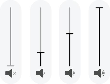 Volume Control Level Indicator sign. Sound settings symbols. Loudness and mixer signs. Speaker Volume Adjustment Icons. Sound mixer graphic design vector