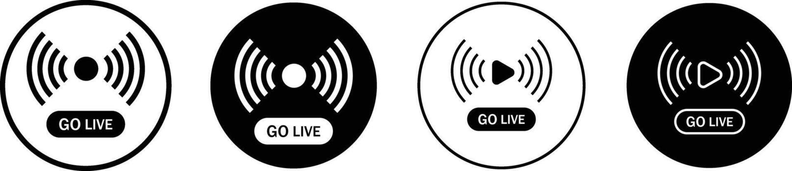 Set of go live icon set. Live stream symbols. Social media and online event signs. On Air Broadcast Icon vector