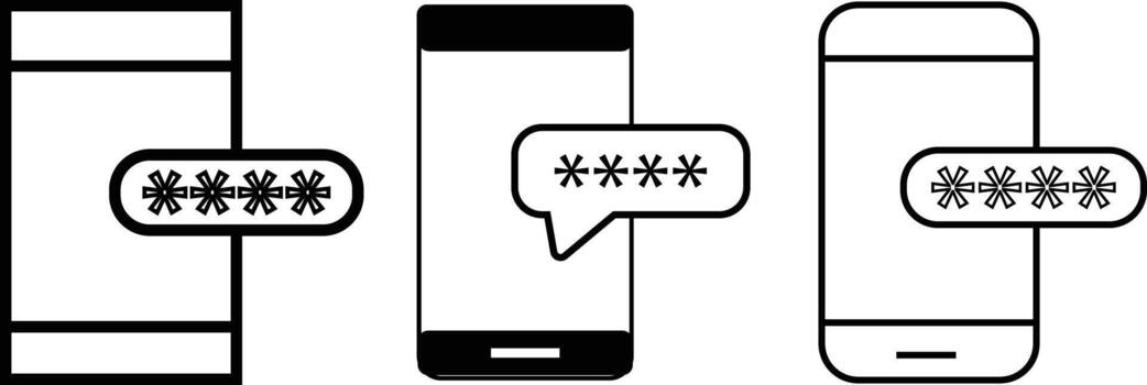 OTP icon set. Mobile password token symbols. OTP verification code sign. Password security symbol. Security login signs vector