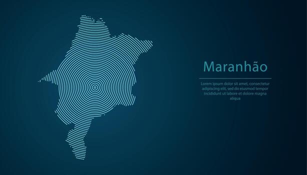 Maranhao, state of Brazil. Map contour with abstract circular line pattern vector
