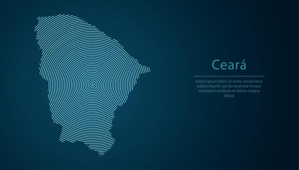 Ceara, state of Brazil. Map contour with abstract circular line pattern vector