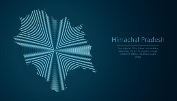 Himachal Pradesh, state of India, map contour with abstract circular line pattern vector