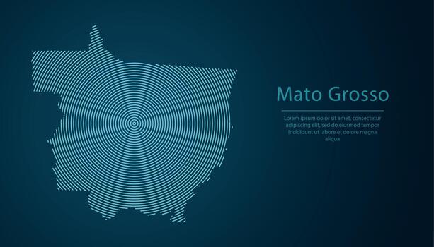 Mato Grosso, state of Brazil. Map contour with abstract circular line pattern vector