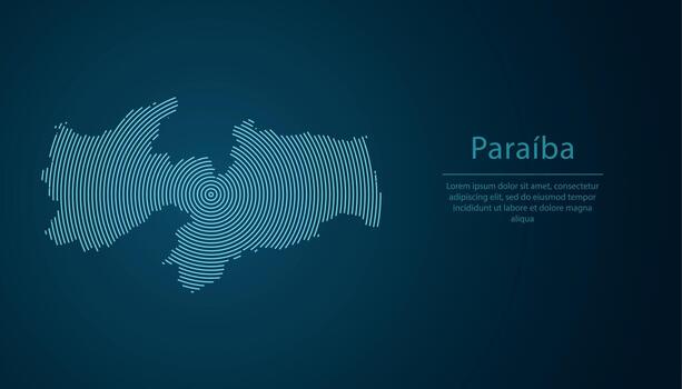 Paraiba, state of Brazil. Map contour with abstract circular line pattern vector