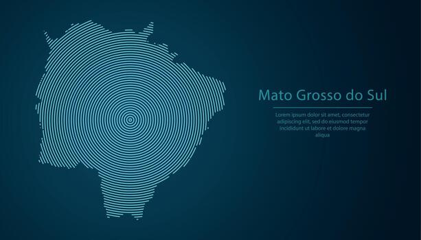 Mato Grosso do Sul, state of Brazil. Map contour with abstract circular line pattern vector