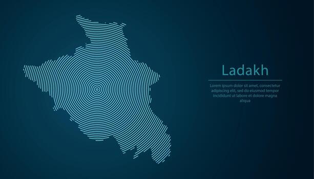 Ladakh, state of India, map contour with abstract circular line pattern vector