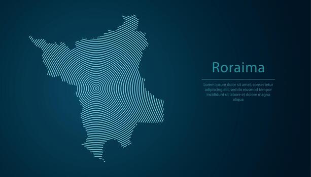 Roraima, state of Brazil. Map contour with abstract circular line pattern vector