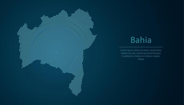 Bahia, state of Brazil. Map contour with abstract circular line pattern vector