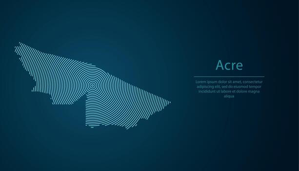 Acre, state of Brazil. Map contour with abstract circular line pattern vector