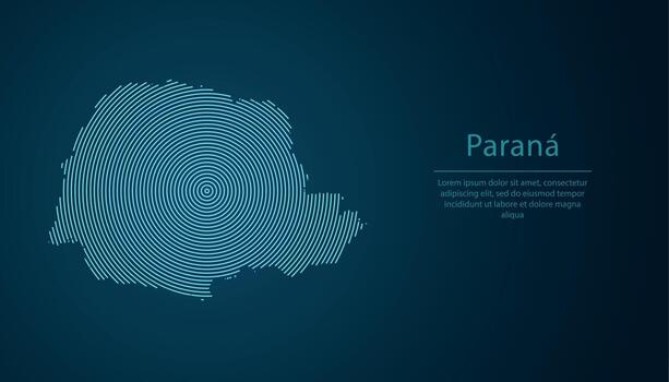 Parana, state of Brazil. Map contour with abstract circular line pattern vector