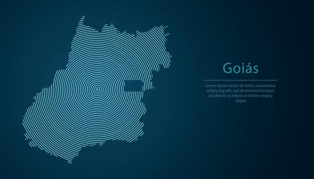 Goias, state of Brazil. Map contour with abstract circular line pattern vector