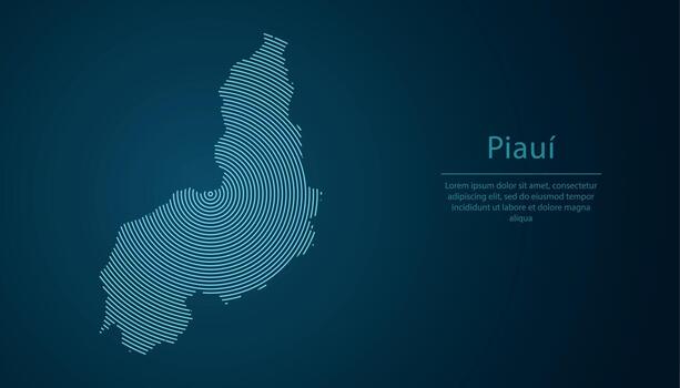 Piaui, state of Brazil. Map contour with abstract circular line pattern vector