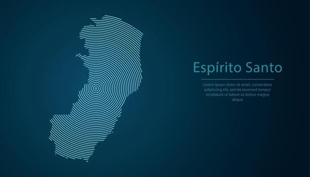 Espirito Santo, state of Brazil. Map contour with abstract circular line pattern vector