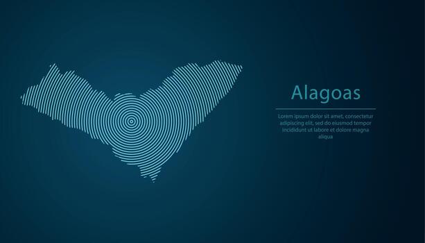 Alagoas, state of Brazil. Map contour with abstract circular line pattern vector