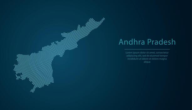Andhra Pradesh, state of India, map contour with abstract circular line pattern vector