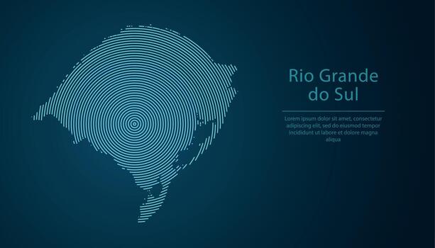 Rio Grande do Sul, state of Brazil. Map contour with abstract circular line pattern vector