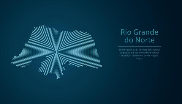 Rio Grande do Norte, state of Brazil. Map contour with abstract circular line pattern vector