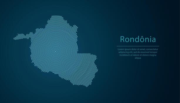 Rondonia, state of Brazil. Map contour with abstract circular line pattern vector