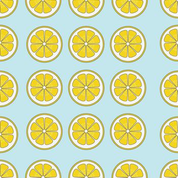 Bright Lemon Slice Summer Citrus Pattern vector