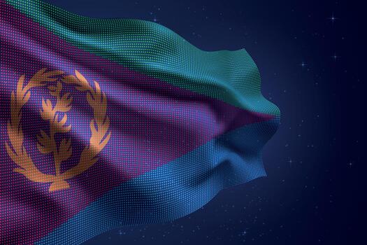 Eritrean flag waving in the sky vector