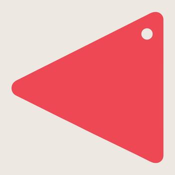 sencillo geométrico rojo triángulo con un pequeño blanco circulo acento en un ligero antecedentes vector