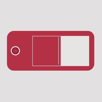 Simple red slider switch in off position against a light gray background vector