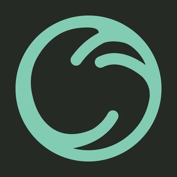 Abstract teal swirl design within a circle on a dark background vector