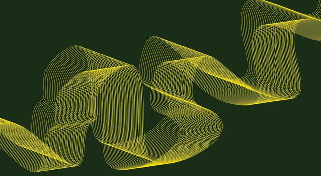 Abstract Blend Lines Wave Background Yellow And Green Color Design Illustration vector