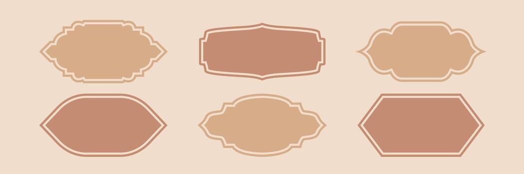 Arabic frame borders in different shapes. Set of Islam decorative labels. Collection of traditional design elements vector