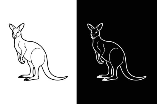 Clean line art kangaroo icon for digital and print design vector
