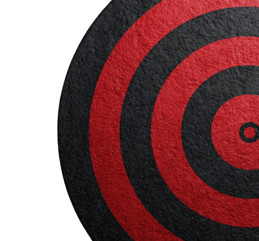 Concentric circles target design in red and black colors with center point, isolated on transparent background png