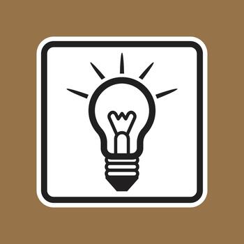 Light Bulb Icon with Rays in Minimalist Style and Simple Color Palette vector
