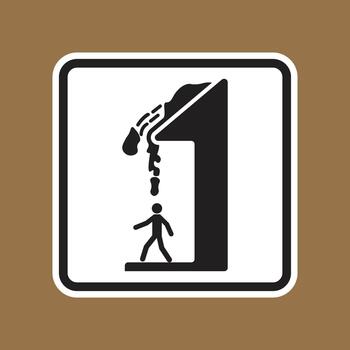 Unique Signage Featuring Man and Water Flowing From a Large Number One vector