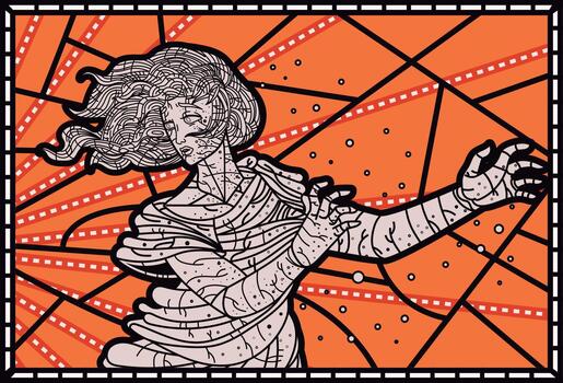 Flowing figure illustration on orange background vector