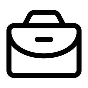 Clean black line briefcase with minimal form, suitable for business, office, work, job applications, and professional materials on light backgrounds. vector