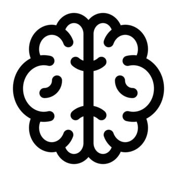 Thin line brain illustration representing thinking, creativity, logic, learning, and cognitive processes. vector