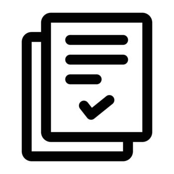 Clean black line exam sheet with check marks, ideal for school materials, tests, tasks, evaluation visuals, and academic projects on light backgrounds. vector