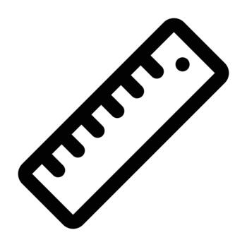 Minimal black line ruler with clear shape, ideal for education, measurement tools, design materials, and school projects on light backgrounds. vector