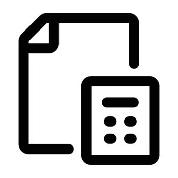 Thin line documents with a calculator, suitable for finance tasks, office work, budgeting, and data organization. vector