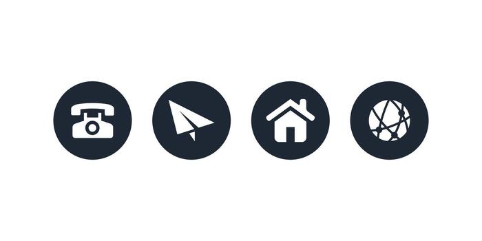 Business card icon set in line style. Contact information, Home, Phone, Location, Address, Website, mail, fax, user simple black style symbol sign for apps and website vector