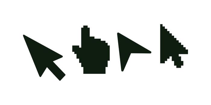 Collection of mouse cursor icons illustration isolated on white background, digital design perfect for web interface, apps, technology and modern computer projects vector
