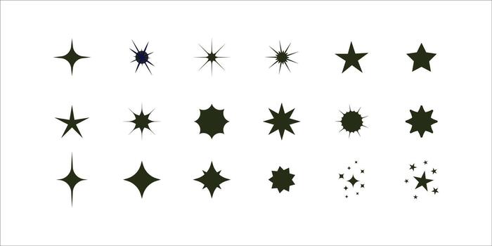 Sparkling stars collection illustration with glowing star shapes, bright night sky cosmic pattern, shiny decorative element for background, celestial abstract design and universe art vector