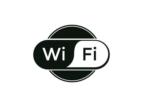 Black and white wifi icon illustration symbol for technology design, internet connection, wireless network, digital signal or communication graphic vector