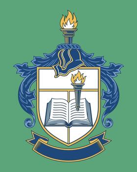 elegante emblema representando conocimiento y iluminación en un verde antecedentes vector