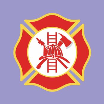 bomberos emblema un símbolo de valor y Servicio en un lila antecedentes vector