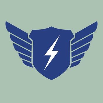 Winged Shield with Lightning Bolt Emblem vector