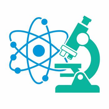 Science Exploration Teal Microscope and Atomic Structure Representing Scientific Discovery vector