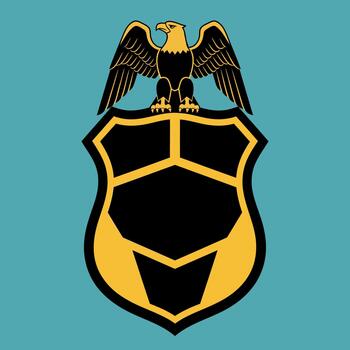 Striking emblem design with an outstretched eagle on a distinctive shield, conveying themes of integrity, power, and official recognition in a clean, style vector