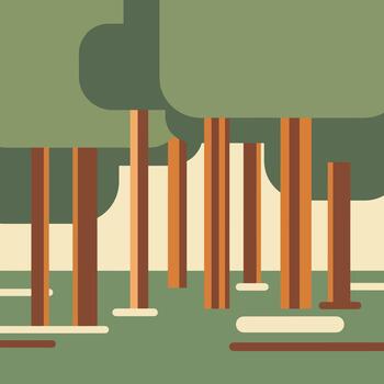 Abstract forest with trees and foliage in flat design style vector
